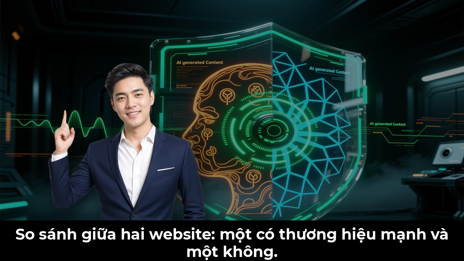 So sánh giữa hai website: một có thương hiệu mạnh và một không.