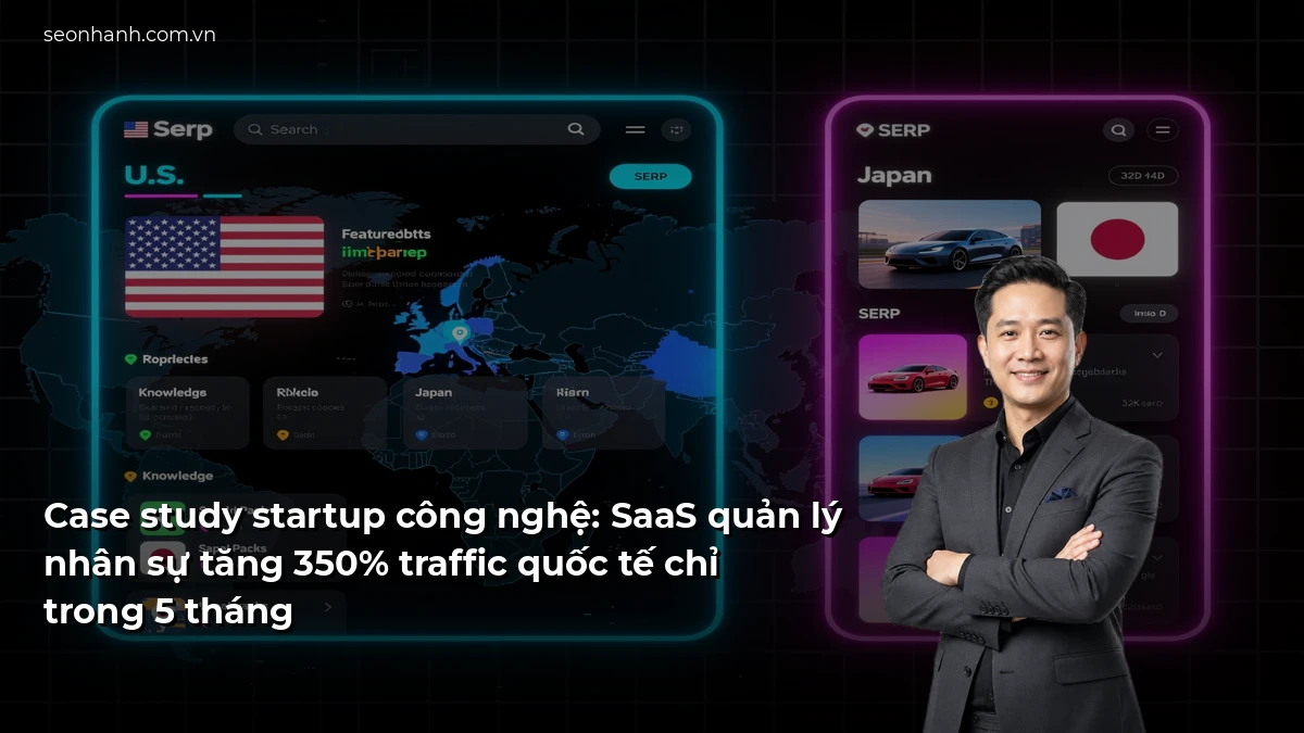 Case study startup công nghệ: SaaS quản lý nhân sự tăng 350% traffic quốc tế chỉ trong 5 tháng