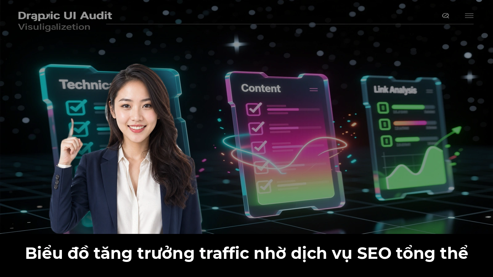 Biểu đồ tăng trưởng traffic nhờ dịch vụ SEO tổng thể