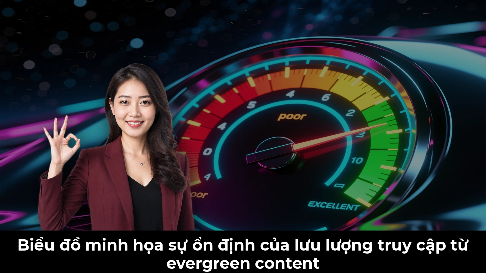 Biểu đồ minh họa sự ổn định của lưu lượng truy cập từ evergreen content