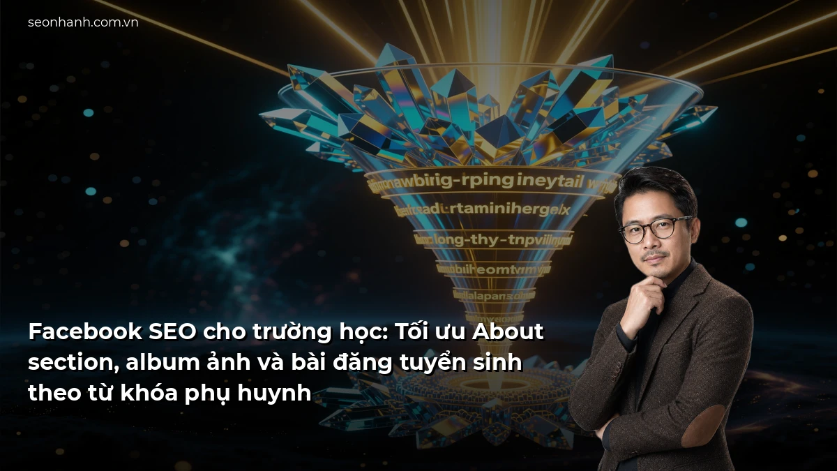 Facebook SEO cho trường học: Tối ưu About section, album ảnh và bài đăng tuyển sinh theo từ khóa phụ huynh