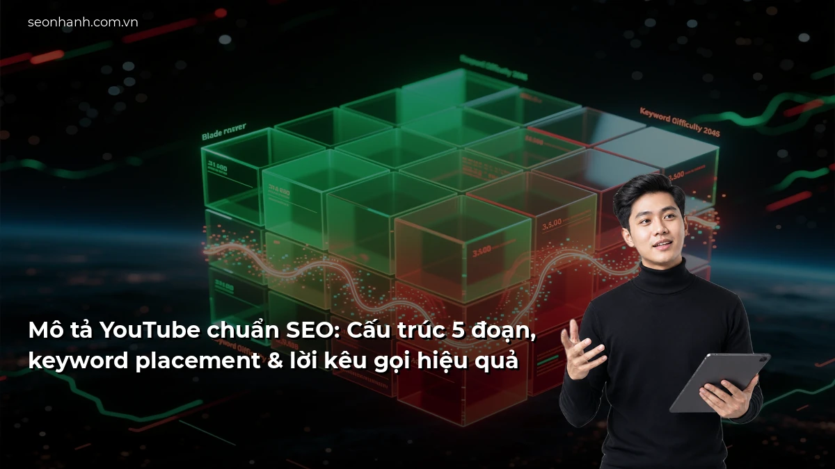 Mô tả YouTube chuẩn SEO: Cấu trúc 5 đoạn, keyword placement & lời kêu gọi hiệu quả