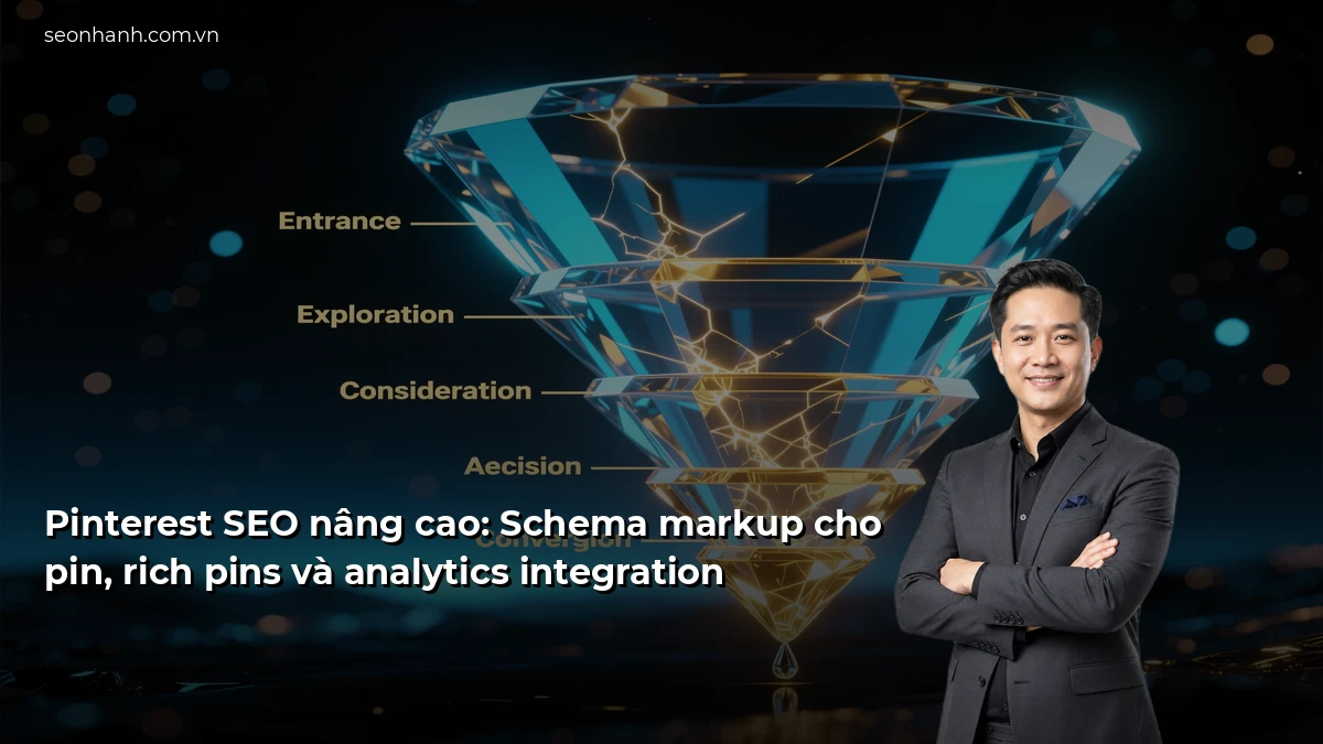 Pinterest SEO nâng cao: Schema markup cho pin, rich pins và analytics integration