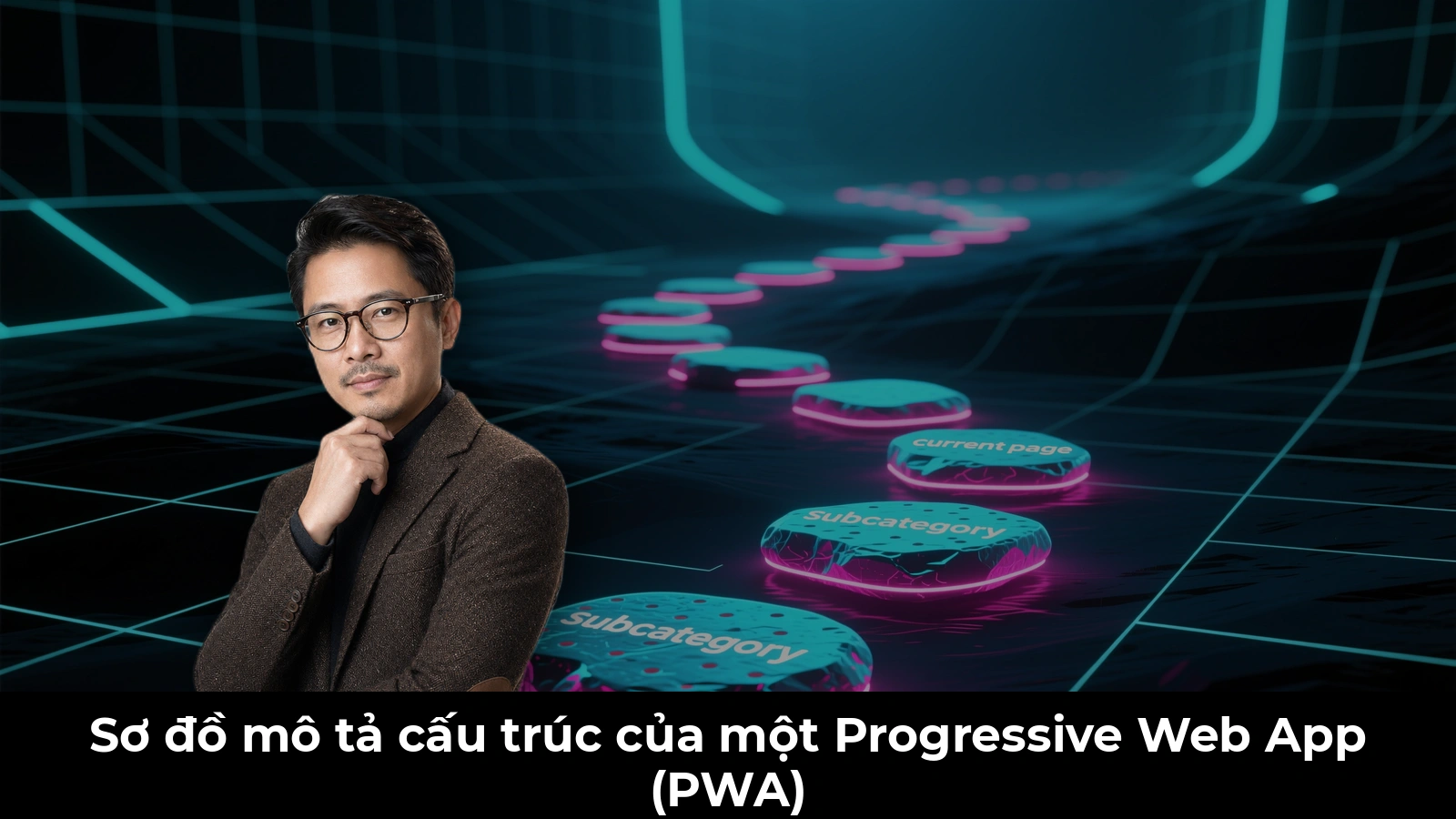 Sơ đồ mô tả cấu trúc của một Progressive Web App (PWA)