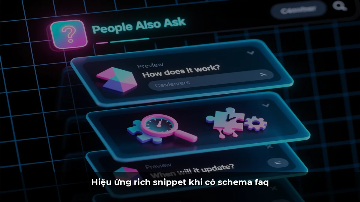 Hiệu ứng rich snippet khi có schema faq