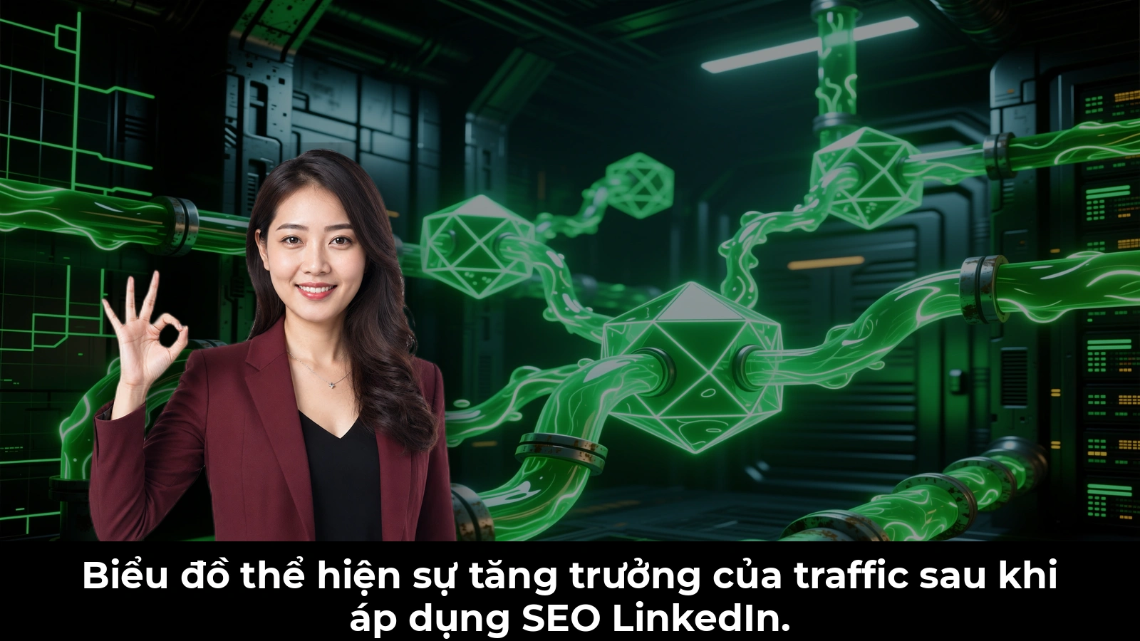 Biểu đồ thể hiện sự tăng trưởng của traffic sau khi áp dụng SEO LinkedIn.