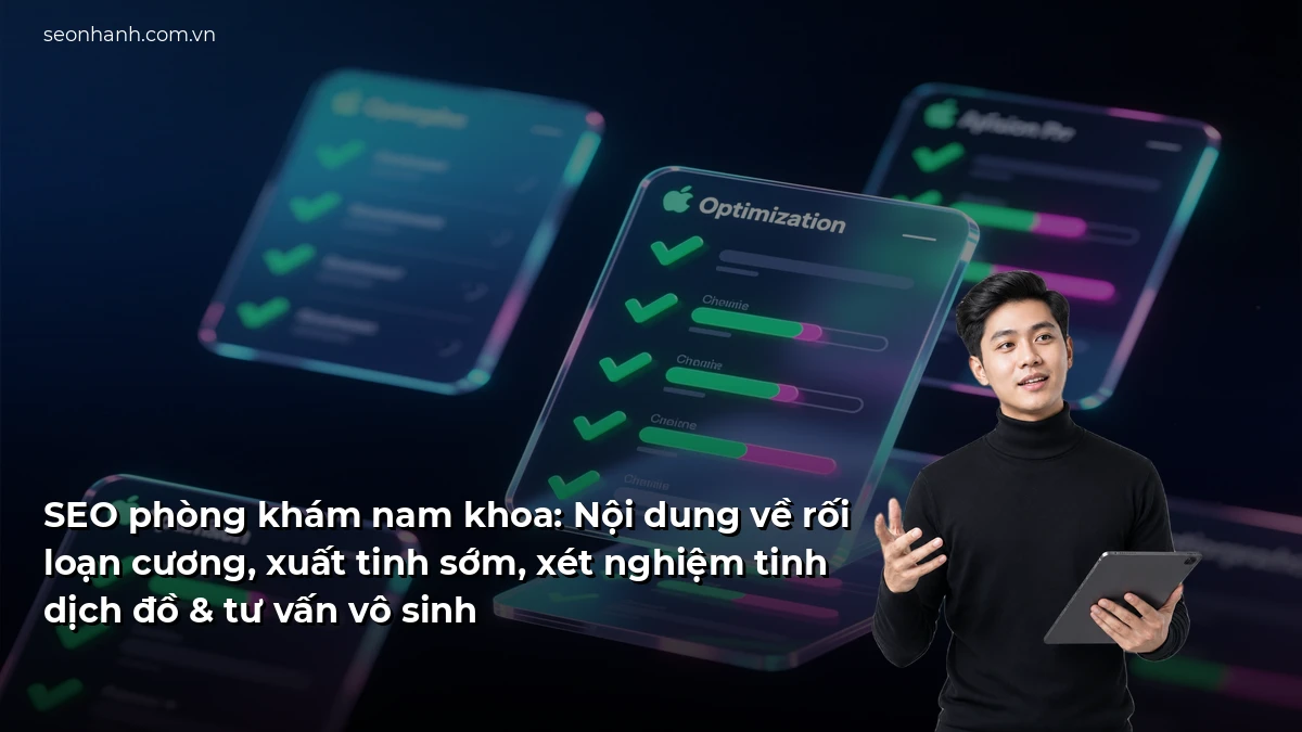 SEO phòng khám nam khoa: Nội dung về rối loạn cương, xuất tinh sớm, xét nghiệm tinh dịch đồ & tư vấn vô sinh