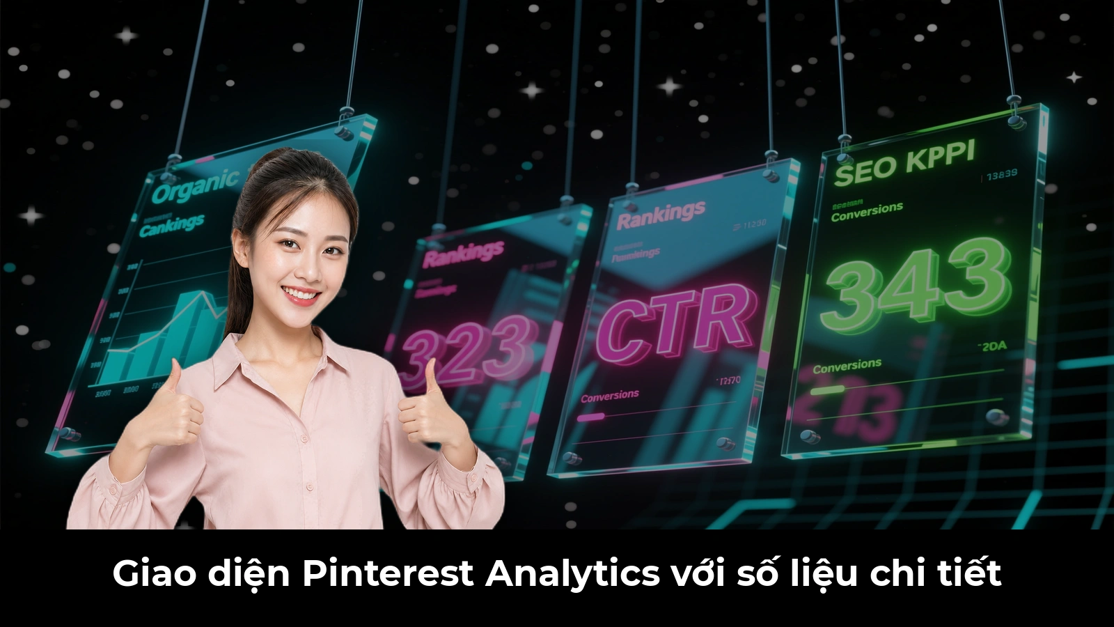 Giao diện Pinterest Analytics với số liệu chi tiết