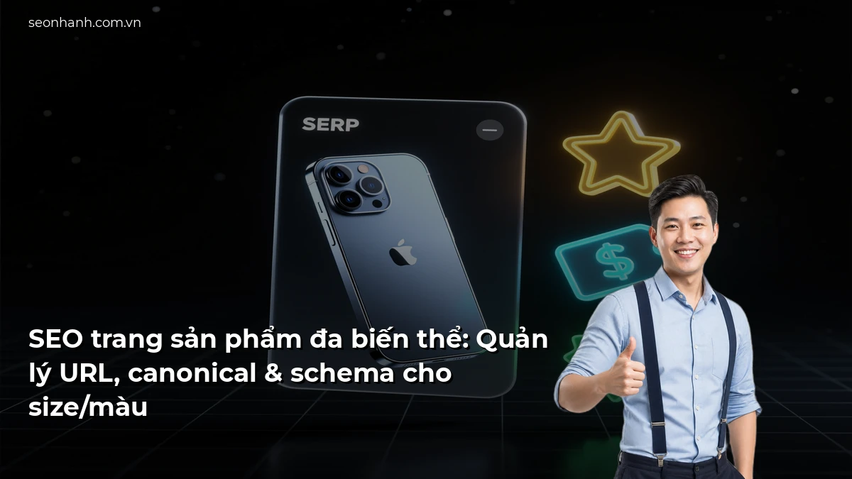 SEO trang sản phẩm đa biến thể: Quản lý URL, canonical & schema cho size/màu