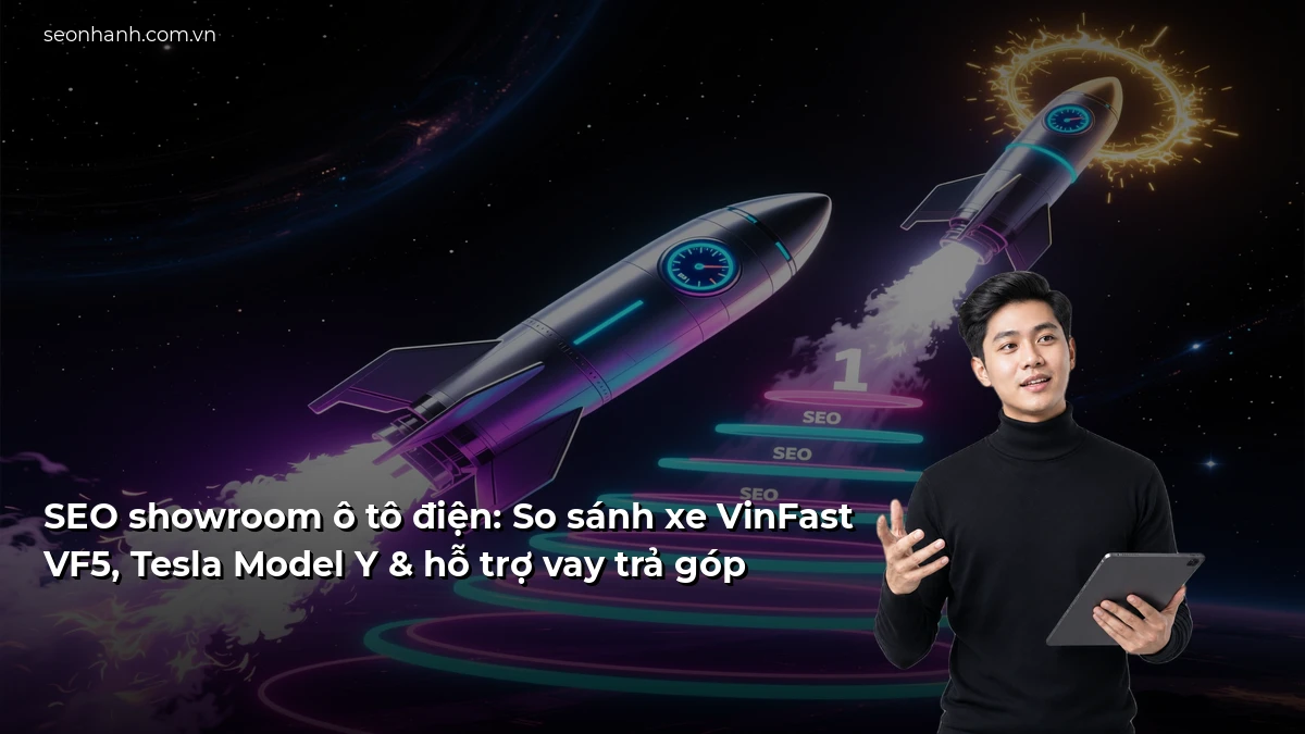 SEO showroom ô tô điện: So sánh xe VinFast VF5, Tesla Model Y & hỗ trợ vay trả góp