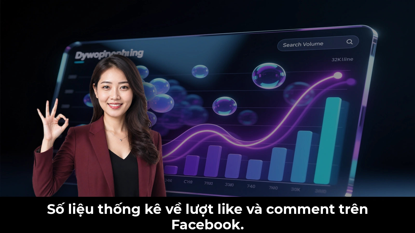 Số liệu thống kê về lượt like và comment trên Facebook.