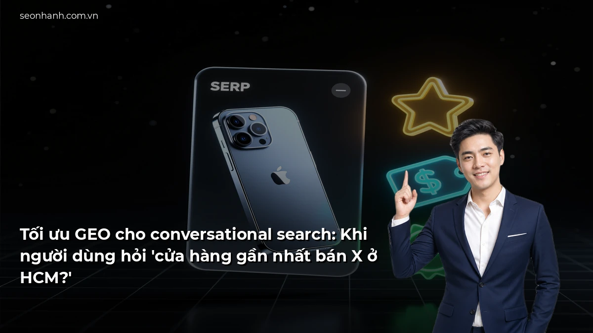 Tối ưu GEO cho conversational search: Khi người dùng hỏi 'cửa hàng gần nhất bán X ở HCM?'