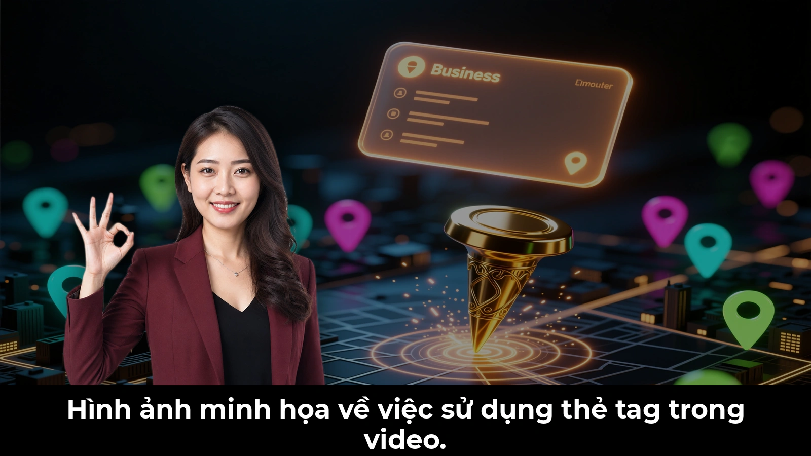 Hình ảnh minh họa về việc sử dụng thẻ tag trong video.